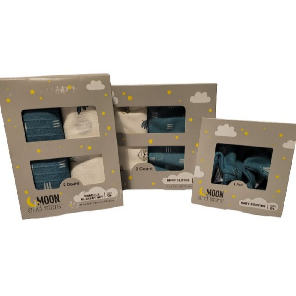 Moon and Stars 3PC Gift Set - Baby Boy Bundle in a Box
